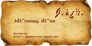 Jánossy Éva névjegykártya